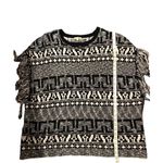 Gianni Bini Black and white Aztec oversized poncho style sweater with fringe siz Photo 9