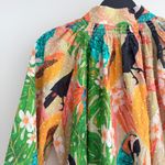 Farm Rio Blouse XS Beach Palm Floral Toucan Tropical Peasant Balloon Sleeve Photo 10
