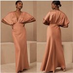 BHLDN  Leila Deep-V Flutter Sleeve Satin Charmeuse Gown Dress Size 10 bridesmaid Photo 1