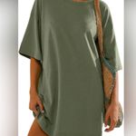 Amazon Green Oversized Mini Dress Short Sleeve Photo 0