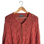 Icelandic Design Linen Cardigan Size Large Zip Up Open Knit Salmon Pink 1998 Photo 2