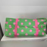 New Humor Canvas Duffle Bag Bright Green with Hot Pink Dots‎ Zipper Closure Photo 2