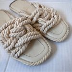 ZARA Beige Rope Knot Slip On Sandals Slides Womens 9 Beachy Nautical Shoes Photo 6