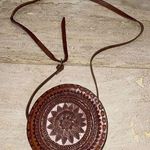 Leather Crossbody Handbag Circular Hand Tooled Handmade‎ Genuine Leather Photo 0