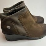 Keen Leather Booties Wedge Heel Chukka Boots Taupe Brindle Sz 8 38.5 Brown Lined Photo 2
