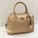 Michael Kors Cindy Gold Metallic Saffiano Leather Dome Shaped Top Handle Satchel Photo 1