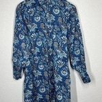 Mille Resort & Travel XS Blue Floral Block Print Mini Shirt Dress Cotton Photo 0