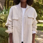 Frank & Eileen Mcloghlin Oversized Italian Brushed Canvas Shirt M/L Tan Size undefined Photo 0