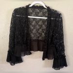 Vivian’s Fashions Black Embroidery Lace Shawl Cardigan Bolero Shrug 3/4 Sleeve S Photo 1