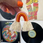 Orange & Pink Macrame Rainbow Earrings Photo 3