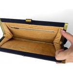 VINTAGE Clutch Evening Bag Purse MCM Mid Century Navy Blue Gold High Quality Photo 5