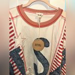 NWT BiBi Freedom USA Stitch Patchwork Top Blue Photo 10