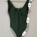 Xhilaration Women’s Lace Up Rib One Piece Swimsuit Olive Size Medium NWT Photo 6
