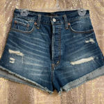 Abercrombie & Fitch dark wash light distressed/whiskered high rise festival shor Photo 0