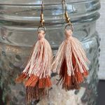 NEW! BOHO Earth Color 3 Layer Tassel Earrings Fringe Gold Dangle Fish Hooks Photo 7