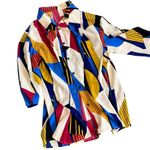 NEW Colorful Artsy Design Button Down Shirt & Shorts Set Women’s Size Large/XL! Gold Photo 1