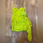 For Love & Lemons NWT  Lorlai Mini Dress in Lime Green Ruched Dress Medium Photo 2