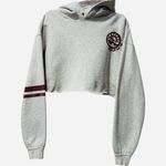 Free People Baldwin Graphic GA Cropped Heavyweight Gray Hoodie Size Large $128 Photo 2