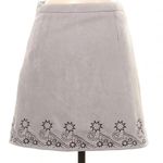 SEEK the Label  Gray Faux Suede Embroidered A-Line Mini Skirt Size S XS Photo 1