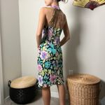 vintage 90s black floral classy high neck halter strappy back midi dress Size M Photo 2