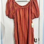 ANA Linen Blend Dress XL Orange Striped Textured Tropical Coastal Beachy NWT Photo 0