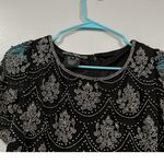 Pisarro Nights Black Silver Cap Sleeve Beaded Sequin Dress Sz 12 NEW Photo 1