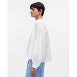 Madewell Shirred Long Sleeve Lightweight Flowy Blouse Cotton White Large NWT Photo 1