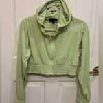 Vivre La Vie Lime Green Cropped Ribbed Hooded Zip Medium Sweater. 2560 Photo 0