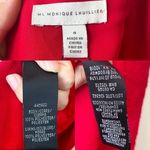 Monique Lhuillier Dress Foulard Asymmetric Floral Lace Midi Lipstick 4 NWT Photo 5