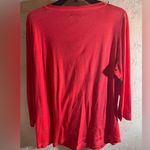 Ralph Lauren 1X Red Buttoned Long Sleeve Tshirt w crochet detail V-neck buttons Photo 6