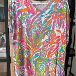 Lilly Pulitzer  Avette coverup Kaftan tunic fringe scuba to cuba print colorful Photo 0