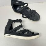 Eileen Fisher  Black Suede Leather Strappy Sandals Womens 8 Flats Comfort Shoes Photo 4