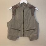 BKE  Outerwear womens brown embroidered zip up pocket motorcycle vest size L Photo 0