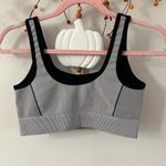 New Balance  Striped Black and Gray Sports Bra Photo 6