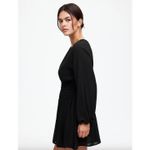 Madewell  Bubble Sleeve Smocked Mini Dress True Black Minimalist Medium NWT Photo 2