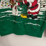 Vintage 90’s Festive Green Holiday Sweater with Santa and Snowman village size M Size M Photo 4