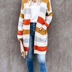 VICI Chestnut Praline Striped Pocketed Cardigan  Photo 0