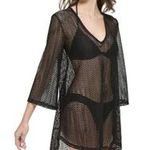 Calvin Klein Mesh 3/4 Sleeve Swim Beach Coverup Dress Black NWT Womens Large Photo 1