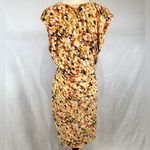 Kasper  abstract print gold ring side gather sheath dress size 14 Photo 5