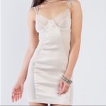 She's So Irresistible NEW Sexy Satin Cream Intimate Wear See Through Lingerie Dress Sz M Tan Size M Photo 2