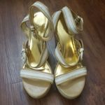 Coach  Tan Cream Chic Leather Strappy Chic Feminine Summer Wedge Sandals Size 10 Photo 1