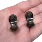 Monet Vintage Signed  Oval Green And Black Stone Magnetic Clip On Earrings Photo 4