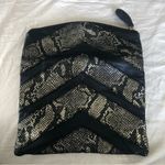 Helena de Natalio Leather Black Gold Giselle Snakeskin Clutch Purse Photo 6