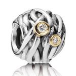Pandora Woven Together Sterling Silver w/ 14K Gold & Diamonds Charm RETIRED Photo 0