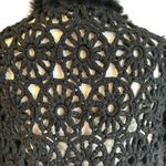 Josephine Chaus Vtg Black Crochet Open Knit Sleeveless Vest SZ M Rabbit Fur 80's Photo 5