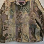 Coldwater Creek  Women’s Petite Large Chenille Green Purple Floral Blazer Jacket‎ Photo 1