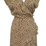 Aritzia Sunday Best Size 6 Savoy Wrap Dress Leopard Print Tan Black Ruffle Flowy Photo 0