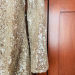 Dress the Population  Sequin Lace Overlay Dress Long Sleeve Cream Size Small FLAW Photo 4