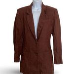 Vintage Tribal Linen Blazer Brown Size 6 Photo 0
