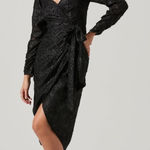 ASTR The Label Terese Midi Dress Women's Small Black Floral Burnout Tie Waist Photo 0